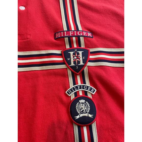 Y2K 90'S TOMMY HILFIGER POLO SHIRT LYON CREST EMBROIDERED PATCHES SZ XL ICONIC - Picture 15 of 16